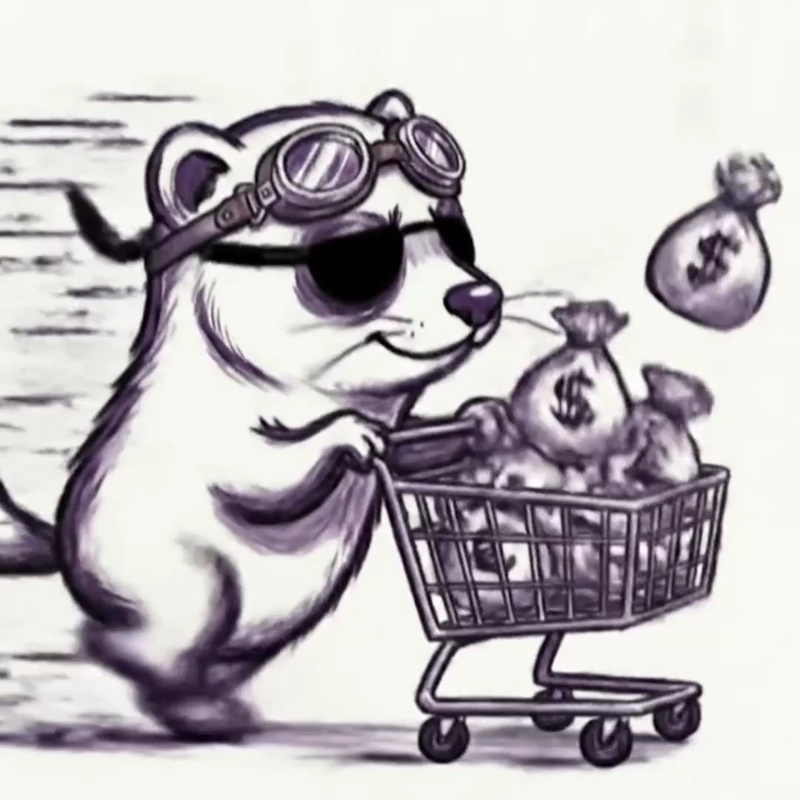 Bill the ferret in a cart